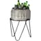 Vintiquewise Silver Galvanized Metal Ice Bucket Beverage Cooler Tub with Stand, Medium QI004439.M - alternate 1